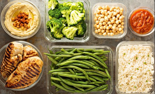 Colourful food in containers