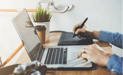 Man working on laptop