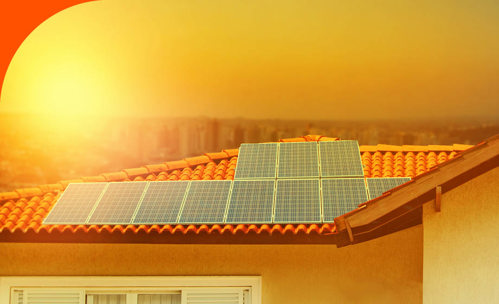 Solar panels on the roof of a house.