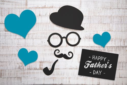 Father's Day card featuring a mustache, glasses, and a stylish bow tie