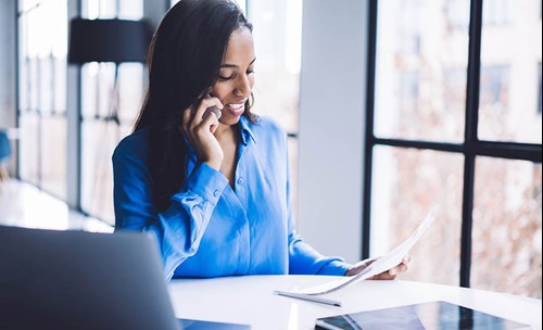 Woman on a phone call